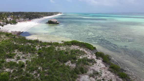 Zanzibar Tanzania  Aerial View of the Ocean Near the Shore of the Island Slow Motion