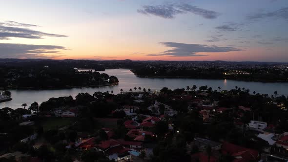 Sunset aerial view of historic centre of downtown Belo Horizonte Brazil