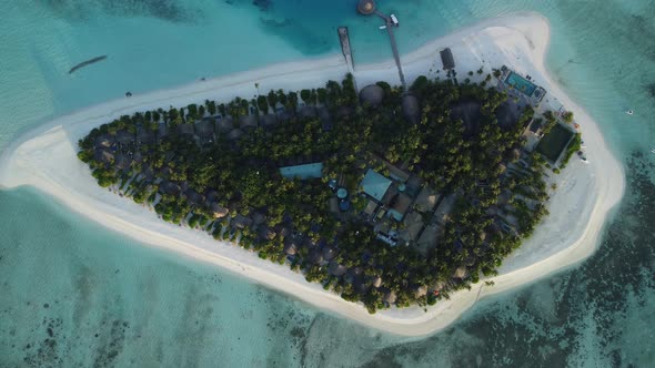 Scenic Aerial Drone Fly Over Maldives Resort