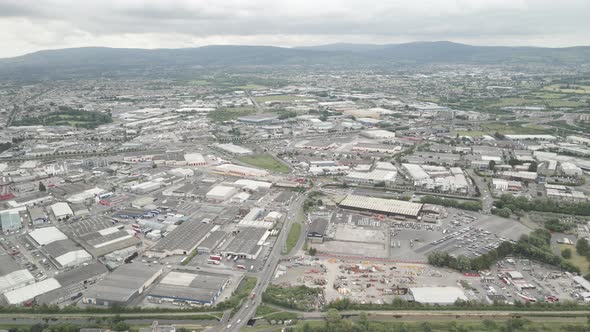 Aerial View Of Vast Industrial Area With Warehouses And Workplaces In Dublin, Ireland.