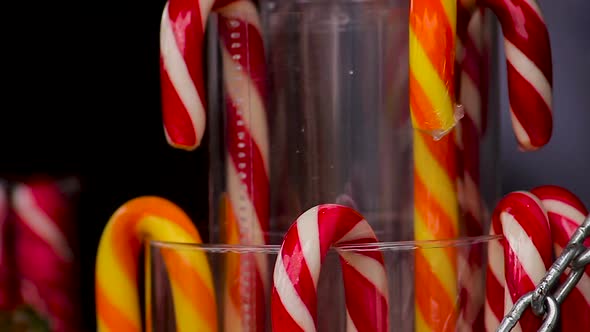 Tasty Colorful Candies in Form of Magic Staff Sold at Festive Open Air Fair