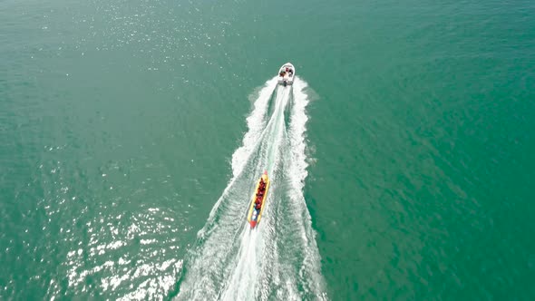 People Ride the Inflatable Watercraft Boat, Philippines