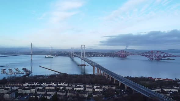 Bay and bridges aerial view