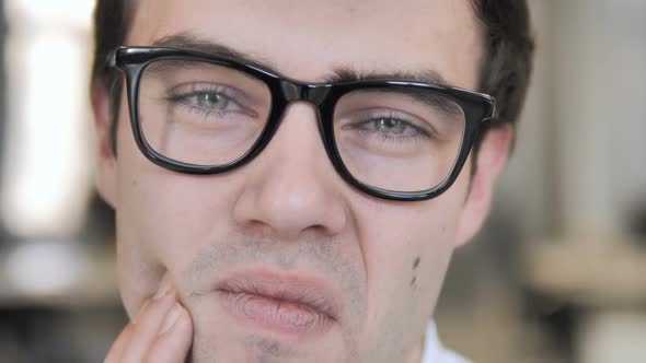 Close Up of Toothache Man with Tooth Pain