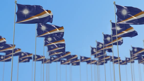 Marshall Islands Row Of National flags Walk Throw Animation