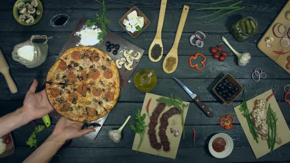 Pizza on Ecological Black Background
