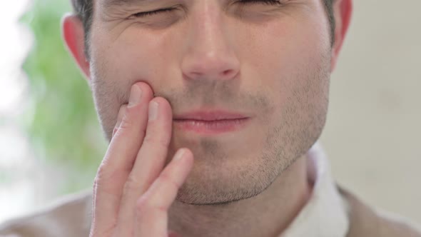Close Up of Mouth of Man Having Cavity Toothache