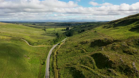 Aerial View of the Road Between Ardara and Killybegs in County Donegal  Republic of Ireland