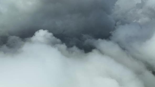 Cloudy landscape high in the mountains aerial view 4 K