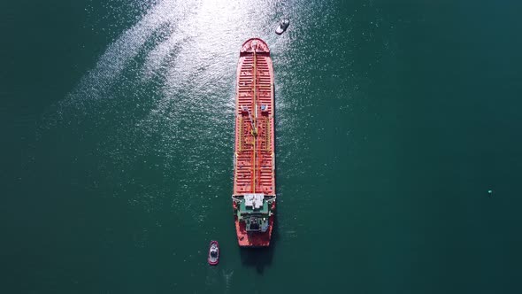 Aerial Drone Photo of Industrial Fuel and Petrochemical Tanker Cruising Sea
