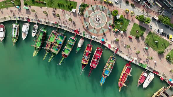 Pirate Harbor aerial view Turkey Alanya 4 K