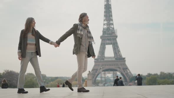 Happy senior couple in Paris.