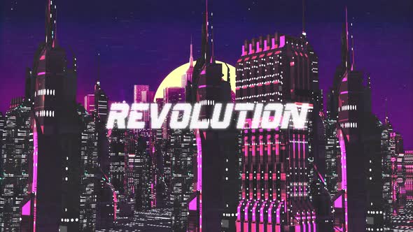 Retro Cyber City Background Revolution