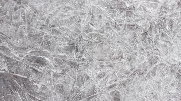Closeup Ice Texture with Many Cracks Slow Motion Natural Natural Background