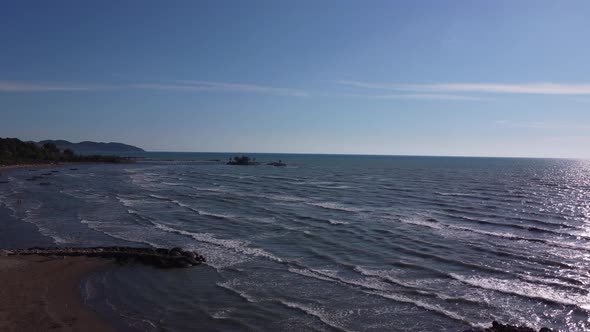 Beautiful Landscape a Wave Runs on the Sandy Shore of the Sea Closeup