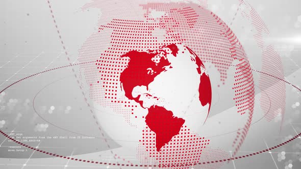 Animation of white and red digital globe alt