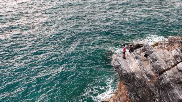 Awesome sea rocky texture aerial view 4 K Turkey Alanya