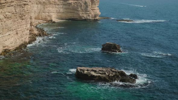 Scenic Seascape with Cliffy Island Coastline