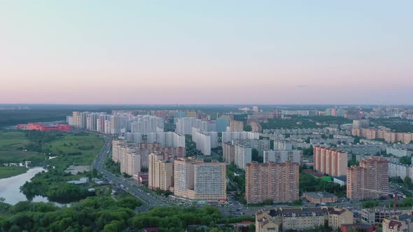 Modern Bright and Rainbow Sleeping Area in the Moscow Region at Sunset