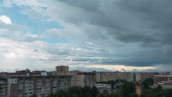 Timelapse of a Large Cyclone or Cloud Over the City