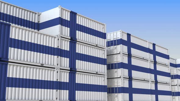 Containers with Flag of Finland