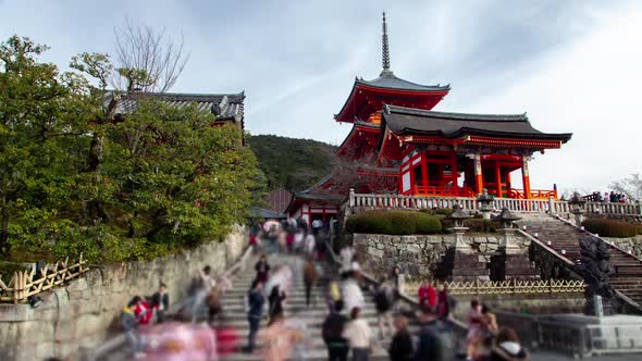 People at Kiyomizudera Temple Complex Timelapse