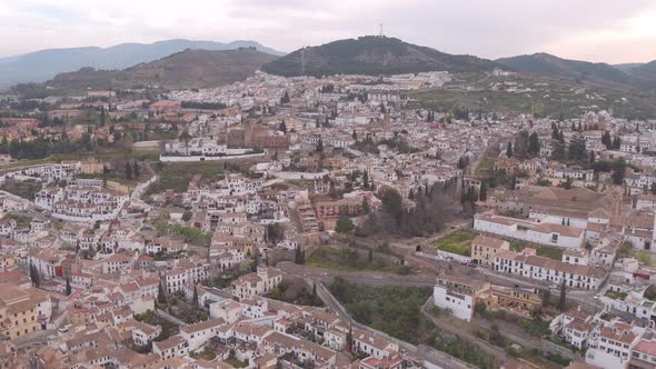 Aerial of Granada and surrounding hills alt