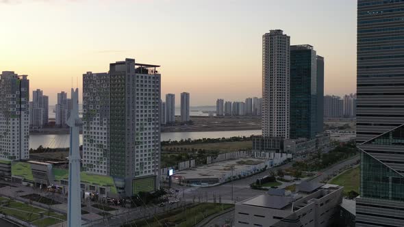 4K Aerial Drone Footage View of Central Park in Songdo