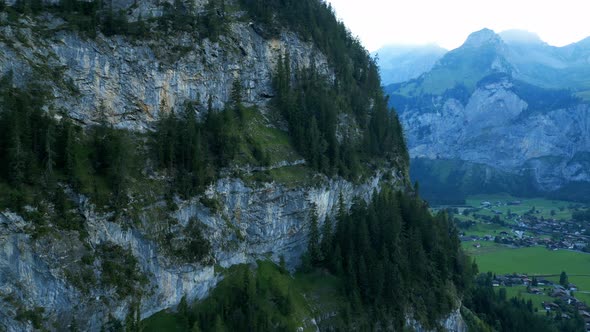 The High Mountains of the Swiss Alps in the Evening