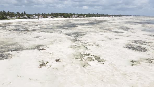 Ocean at Low Tide Near the Coast of Zanzibar Island Tanzania Slow Motion