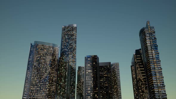 City Skyscrapers at Night with Dark Sky alt
