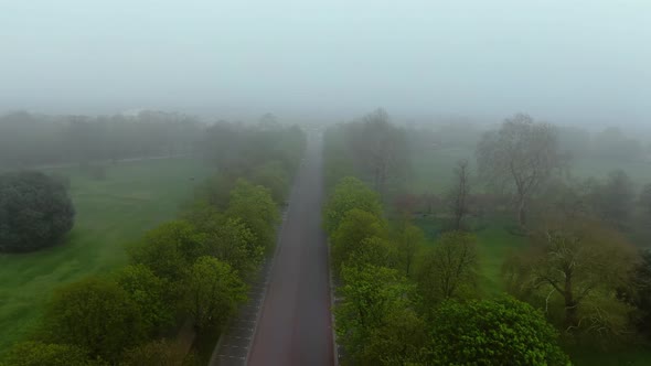 Foggy view of the road in London