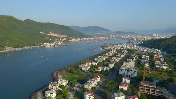 Aerial Shot of the An Vien District of the City of Nha Trang in Vietnam