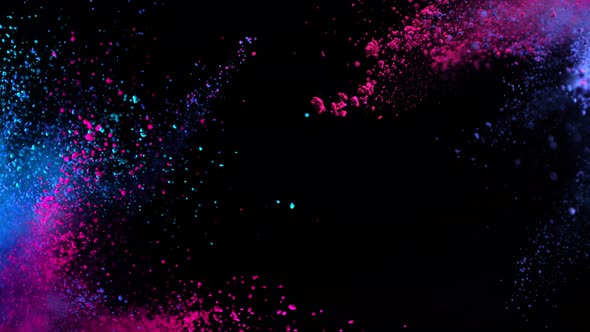 Super Slow Motion Shot of Color Powder Explosion Isolated on Black Background at 1000Fps