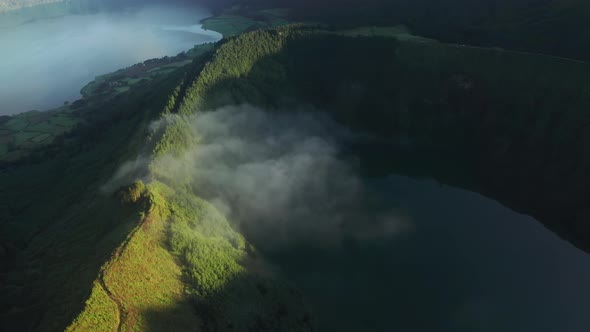 Clouds in Volcanic Crater of Lake Azul Miradouro Do Cerrado Das Freiras