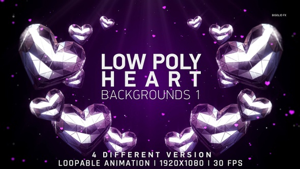 Low Poly Heart Backgrounds 1