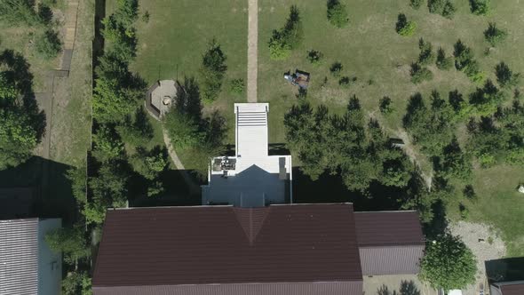 Aerial view of The backyard of the banquet house for celebrations and weddings. 09