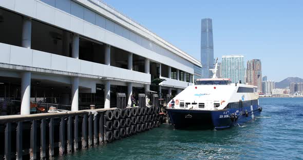 Hong Kong skyline at sunny day