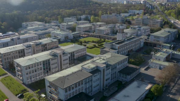 Aerial view of the Thomayer University hospital in Prague,sunny day.