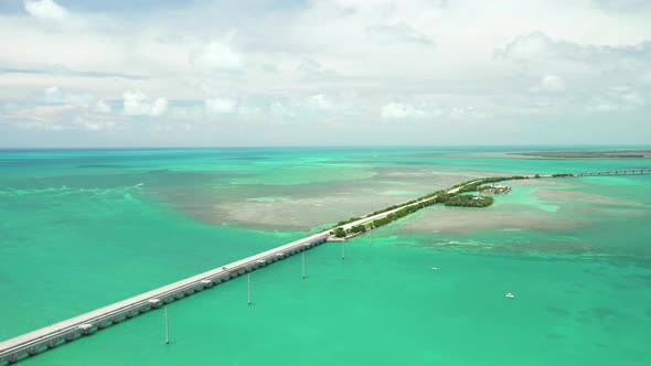 Aerial video Overseas Highway in the Florida Keys