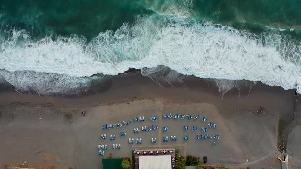 Storm at Sea Filmed on a Drone in the Sunset