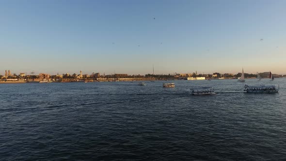 Tour boats on Nile at Luxor