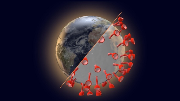 Earth And Coronavirus Cell Rotating In Seamless Loop (2 Pack)