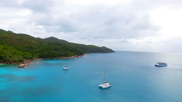 Aerial View Of Yachts In The Indian Ocean 1, Seychelles