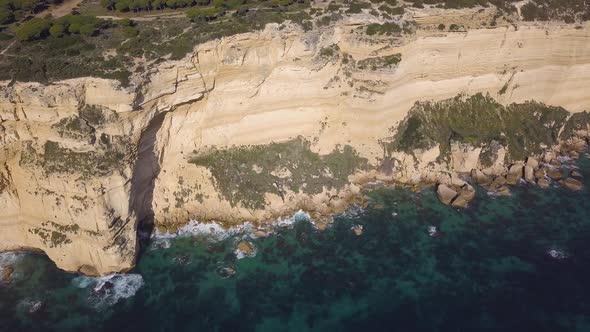 Aerial view of a big cliff in the mediterranean coast of Spain.