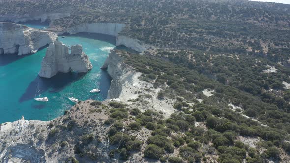 Aerial Perspective of Tropical Island in Summer, Milos Greece