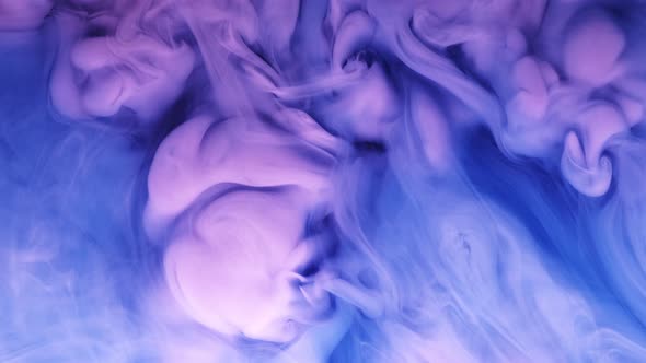 Colorful Puffy Puffs of Smoke on an Isolated Black Background. Modern Colorful Blue Purple Light