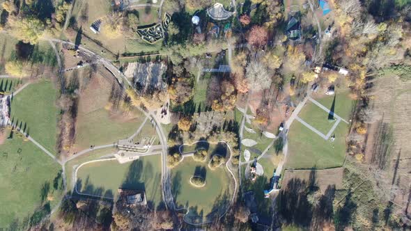 Aerial shot of Stanislaw Lem Science Garden in Krakow, Poland