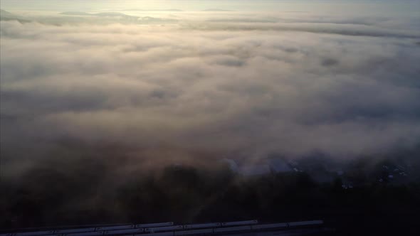 View of the Sunrise Over Fog Clouds in Brewster New York