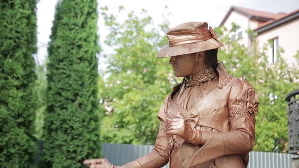 View of the Golden Living Statue of the Performer